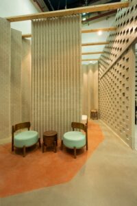 Napata Exhibit at The Design Show built by Reblox in sustainable recycled plastic building blocks