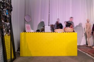 Booths made from sustainable recycled plastic blocks at the From Waste to Good Taste Event by Reblox