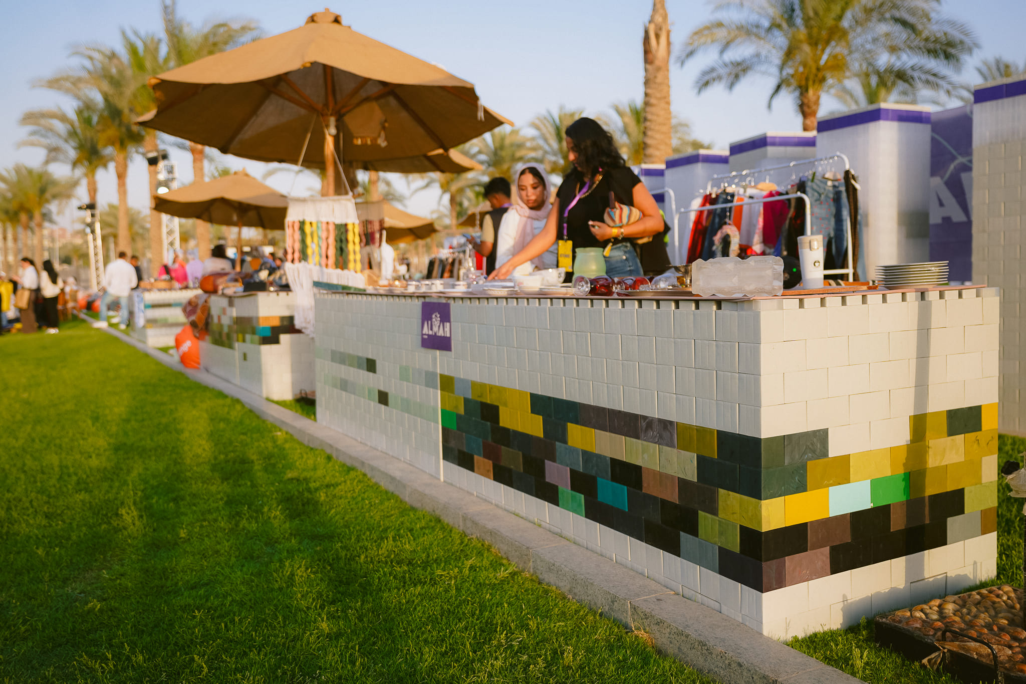 From Waste to Good Taste x Reblox Collaboration at Rise Up Summit Booths created out of sustainable recycled plastic building blocks at the From Waste to Good Taste event built by Reblox
